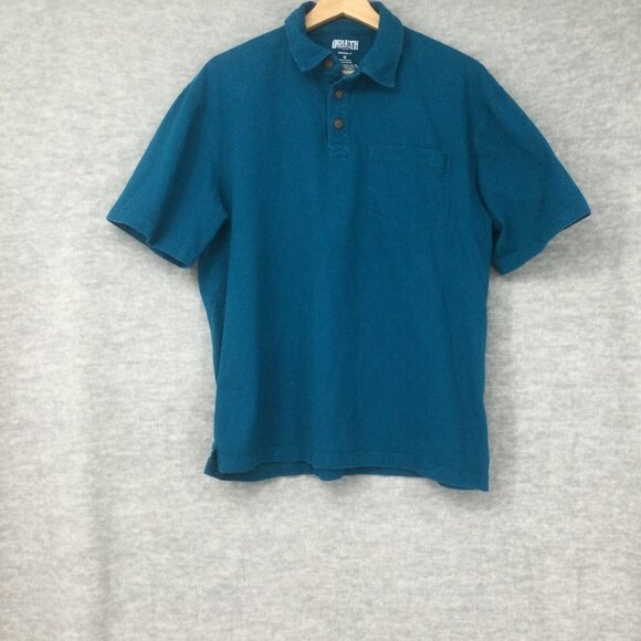 Duluth Trading Co. Mens Polo Shirt Medium Short Sleeve Longtail T Blue Teal - Picture 1 of 11